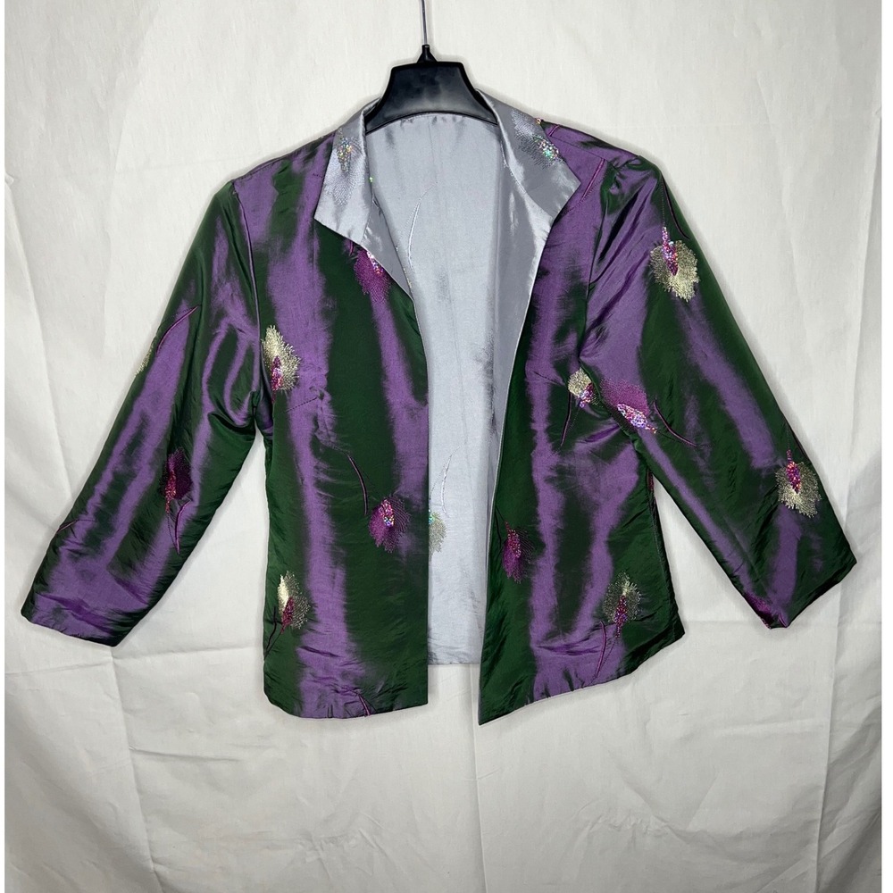 Patchington Womens Reversible Sequins peacock pattern blazer